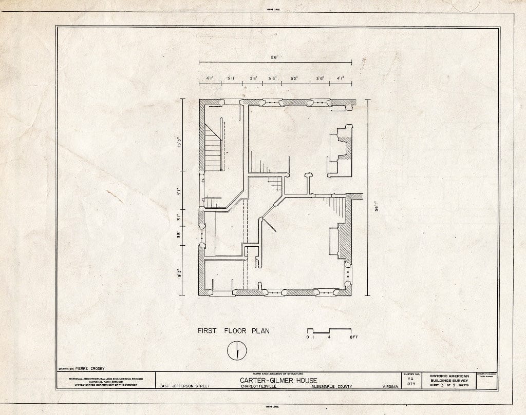 Blueprint HABS VA,2-Char,7- (Sheet 3 of 9) - Carter-Gilmer House, East Jefferson Street at North Eighth Street, Charlottesville, Charlottesville, VA