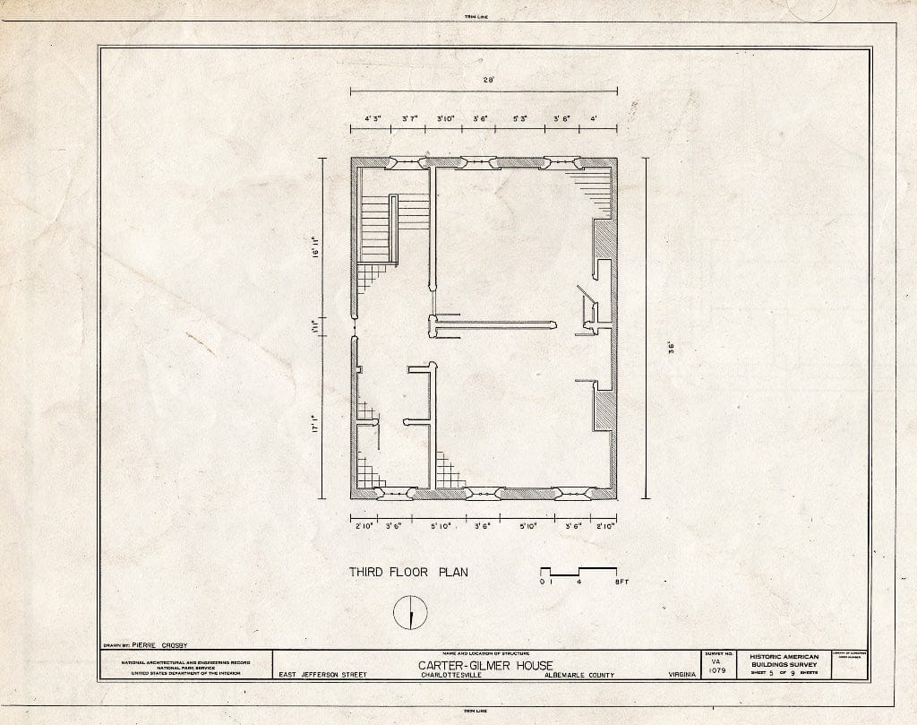 Blueprint HABS VA,2-Char,7- (Sheet 5 of 9) - Carter-Gilmer House, East Jefferson Street at North Eighth Street, Charlottesville, Charlottesville, VA