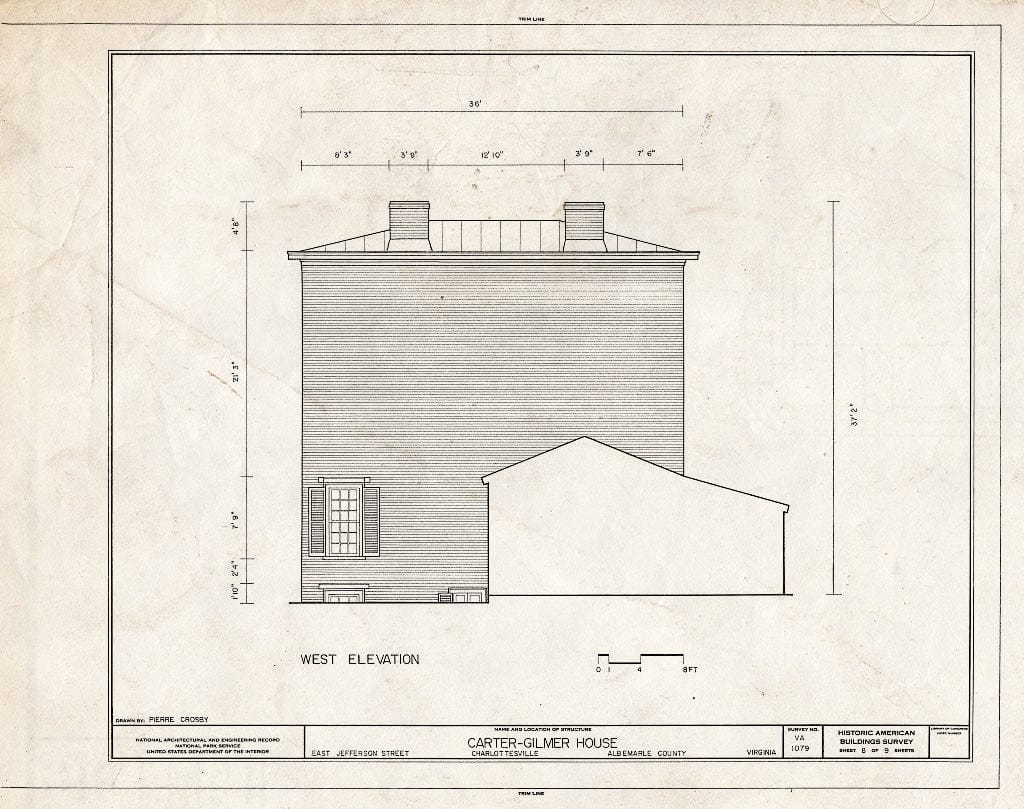 Blueprint HABS VA,2-Char,7- (Sheet 8 of 9) - Carter-Gilmer House, East Jefferson Street at North Eighth Street, Charlottesville, Charlottesville, VA