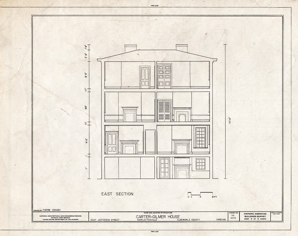 Blueprint HABS VA,2-Char,7- (Sheet 9 of 9) - Carter-Gilmer House, East Jefferson Street at North Eighth Street, Charlottesville, Charlottesville, VA