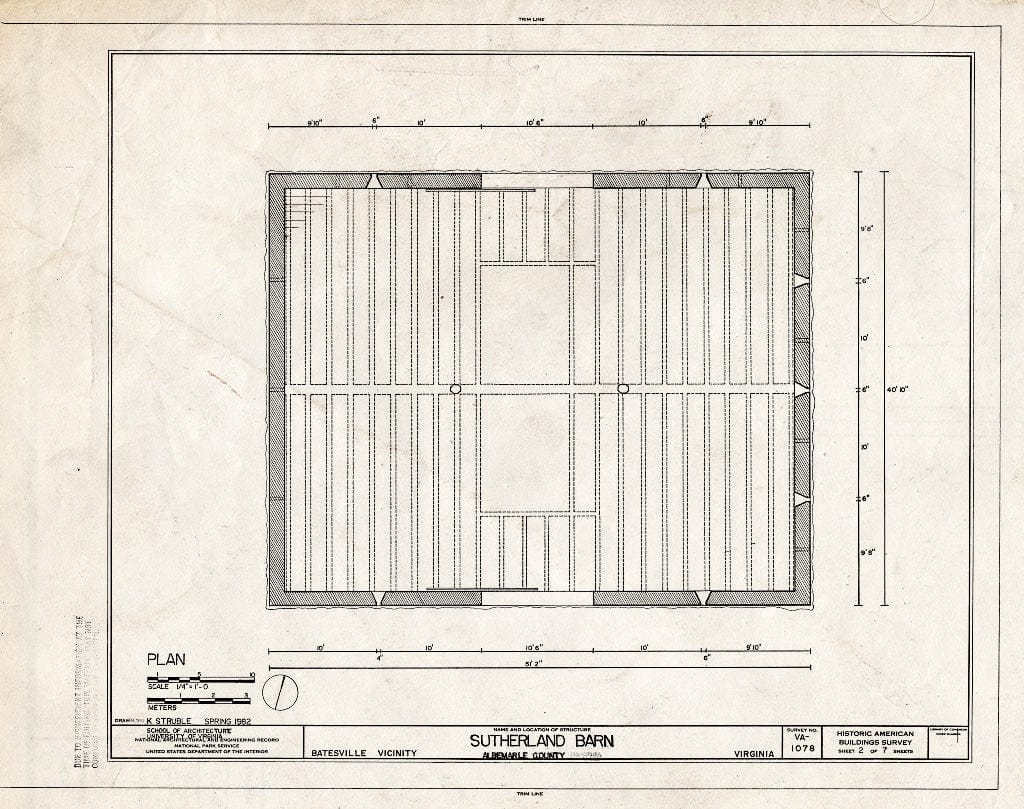 Blueprint HABS VA,2-BATE.V,1- (Sheet 2 of 7) - Sutherland Barn, State Route 692, Batesville, Albemarle County, VA