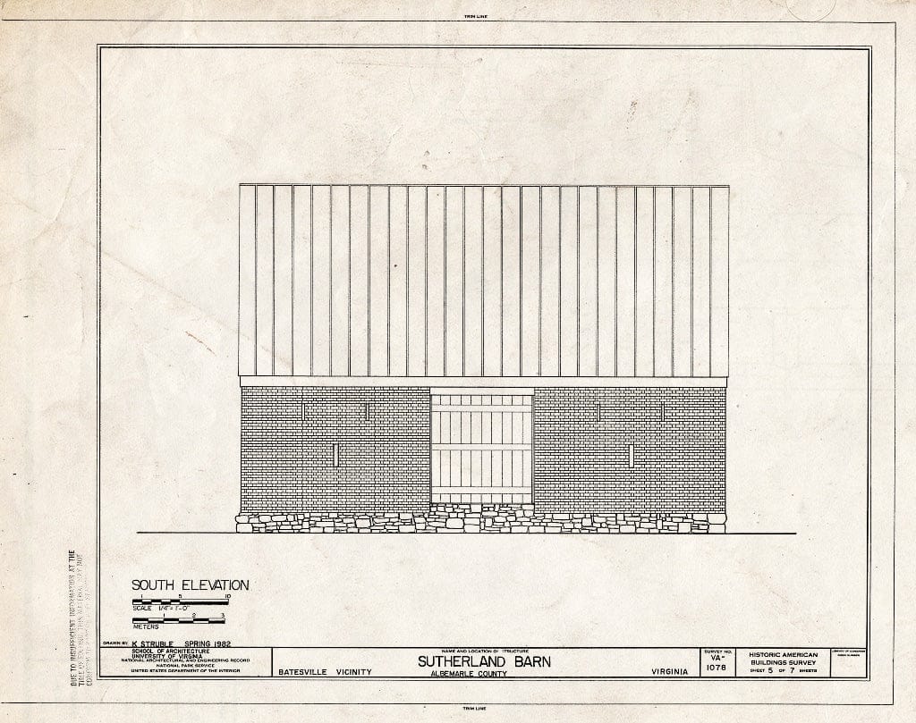 Blueprint HABS VA,2-BATE.V,1- (Sheet 5 of 7) - Sutherland Barn, State Route 692, Batesville, Albemarle County, VA