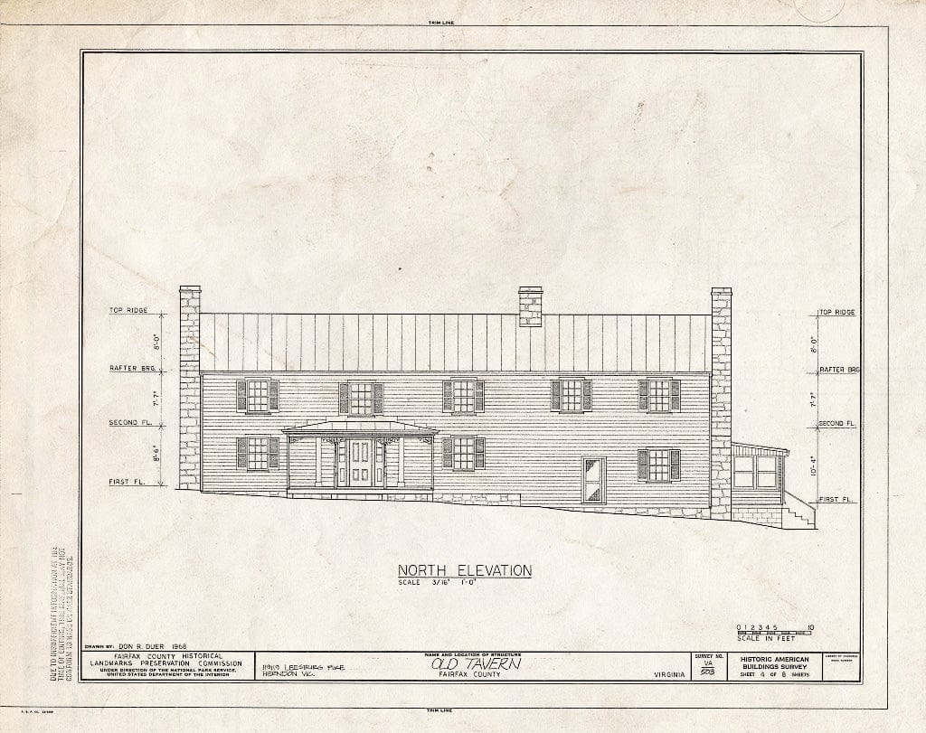 Blueprint HABS VA,30-DRANV,1- (Sheet 4 of 8) - Old Tavern, 11919 Leesburg Pike (Moved from Orig. Location), Herndon, Fairfax County, VA