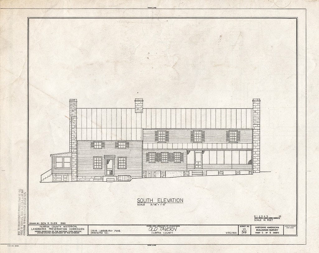 Blueprint HABS VA,30-DRANV,1- (Sheet 5 of 8) - Old Tavern, 11919 Leesburg Pike (Moved from Orig. Location), Herndon, Fairfax County, VA