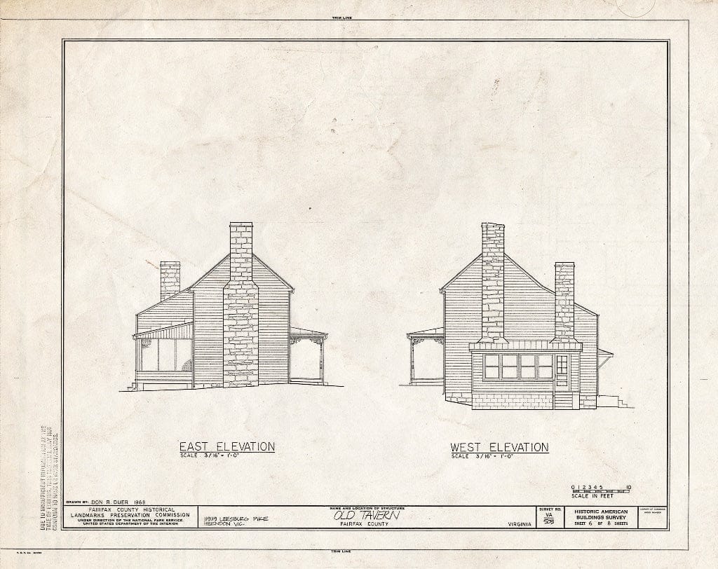Blueprint HABS VA,30-DRANV,1- (Sheet 6 of 8) - Old Tavern, 11919 Leesburg Pike (Moved from Orig. Location), Herndon, Fairfax County, VA