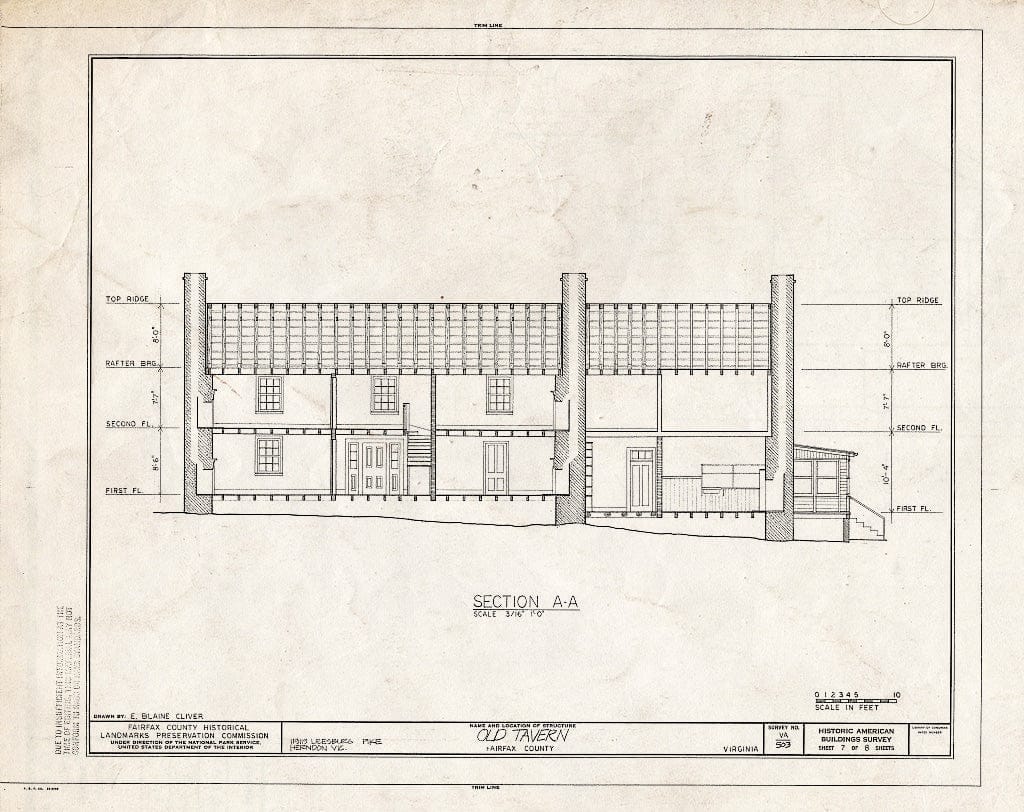 Blueprint HABS VA,30-DRANV,1- (Sheet 7 of 8) - Old Tavern, 11919 Leesburg Pike (Moved from Orig. Location), Herndon, Fairfax County, VA