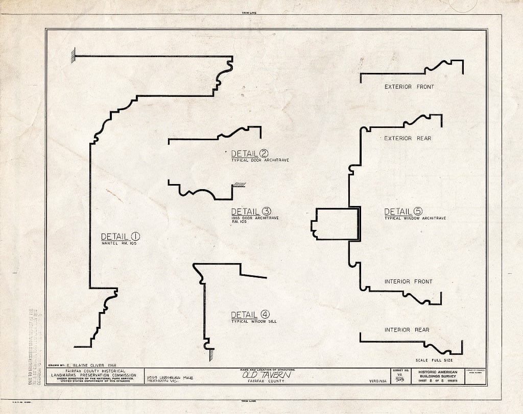 Blueprint HABS VA,30-DRANV,1- (Sheet 8 of 8) - Old Tavern, 11919 Leesburg Pike (Moved from Orig. Location), Herndon, Fairfax County, VA