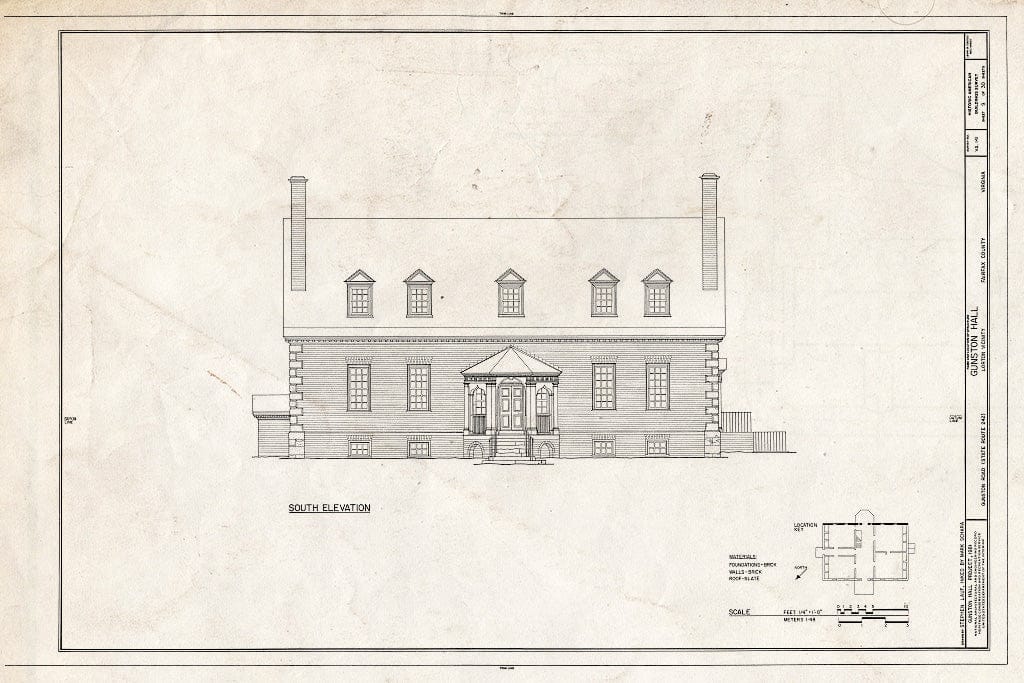 Blueprint HABS VA,30-LORT,1- (Sheet 9 of 30) - Gunston Hall, 10709 Gunston Road, Lorton, Fairfax County, VA