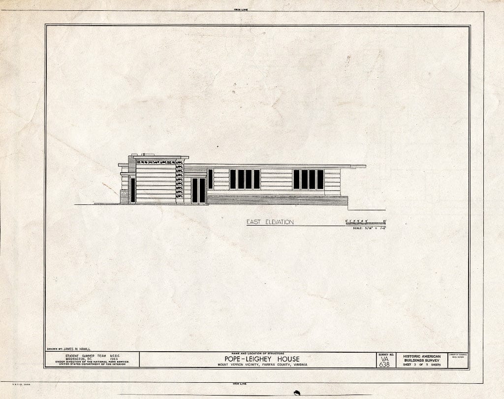 Blueprint HABS VA,30-FALCH,2- (Sheet 3 of 9) - Pope-Leighey House, 9000 Richmond Highway (Moved from Falls Church, VA), Mount Vernon, Fairfax County, VA