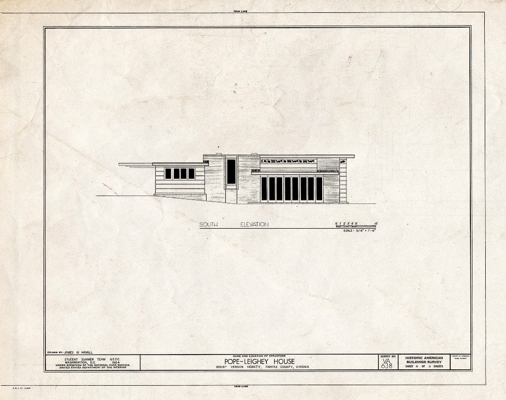 Blueprint HABS VA,30-FALCH,2- (Sheet 4 of 9) - Pope-Leighey House, 9000 Richmond Highway (Moved from Falls Church, VA), Mount Vernon, Fairfax County, VA