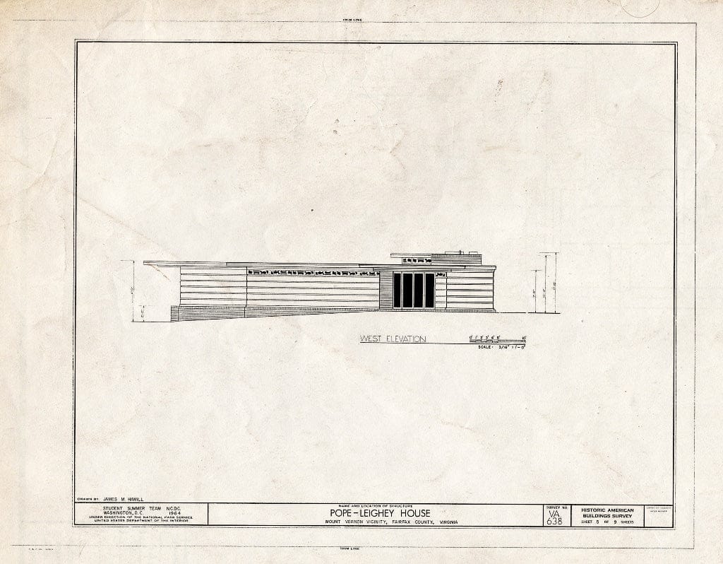 Blueprint HABS VA,30-FALCH,2- (Sheet 5 of 9) - Pope-Leighey House, 9000 Richmond Highway (Moved from Falls Church, VA), Mount Vernon, Fairfax County, VA