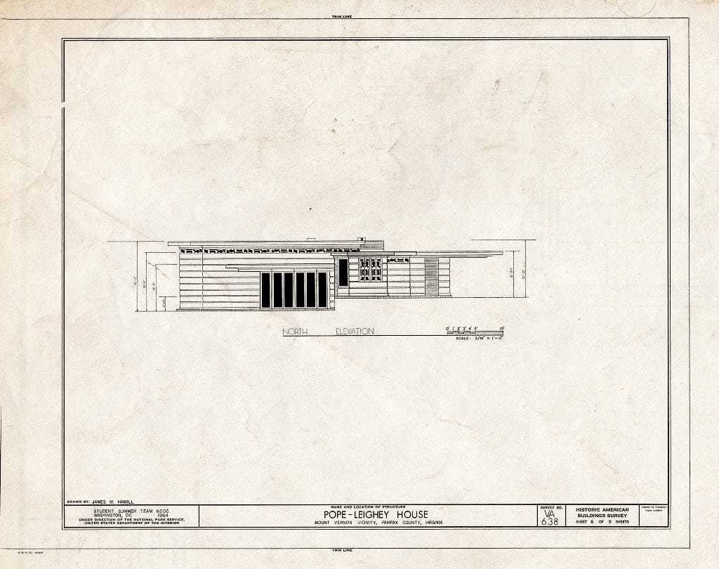 Blueprint HABS VA,30-FALCH,2- (Sheet 6 of 9) - Pope-Leighey House, 9000 Richmond Highway (Moved from Falls Church, VA), Mount Vernon, Fairfax County, VA