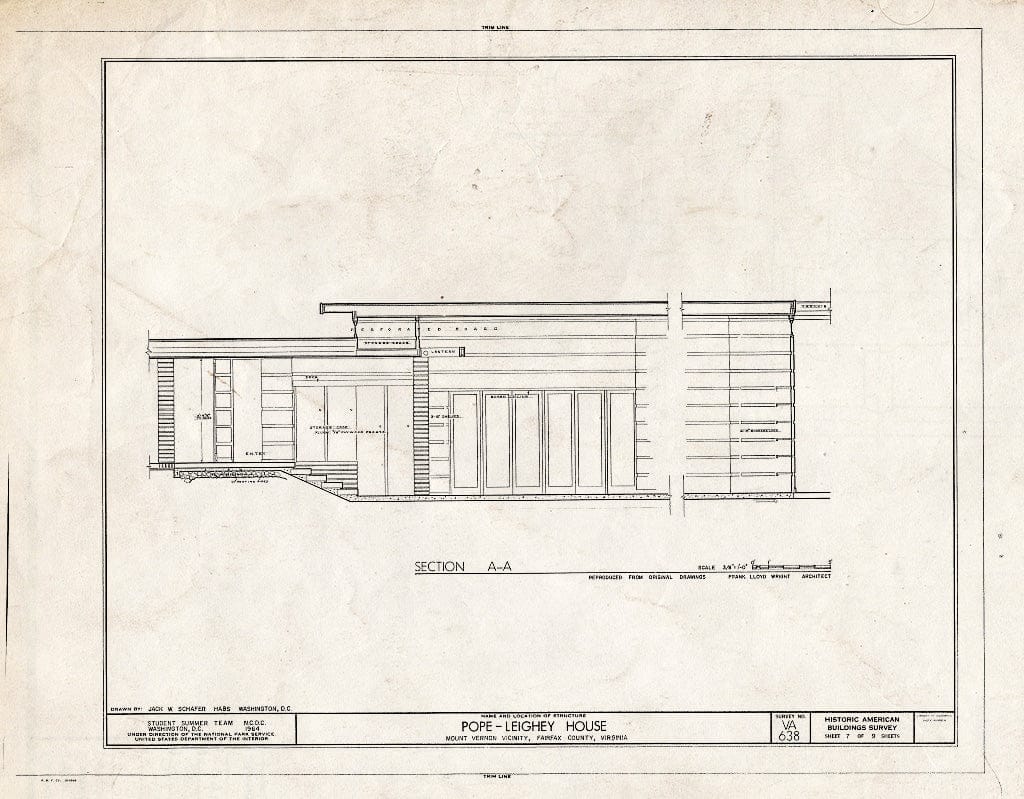Blueprint HABS VA,30-FALCH,2- (Sheet 7 of 9) - Pope-Leighey House, 9000 Richmond Highway (Moved from Falls Church, VA), Mount Vernon, Fairfax County, VA