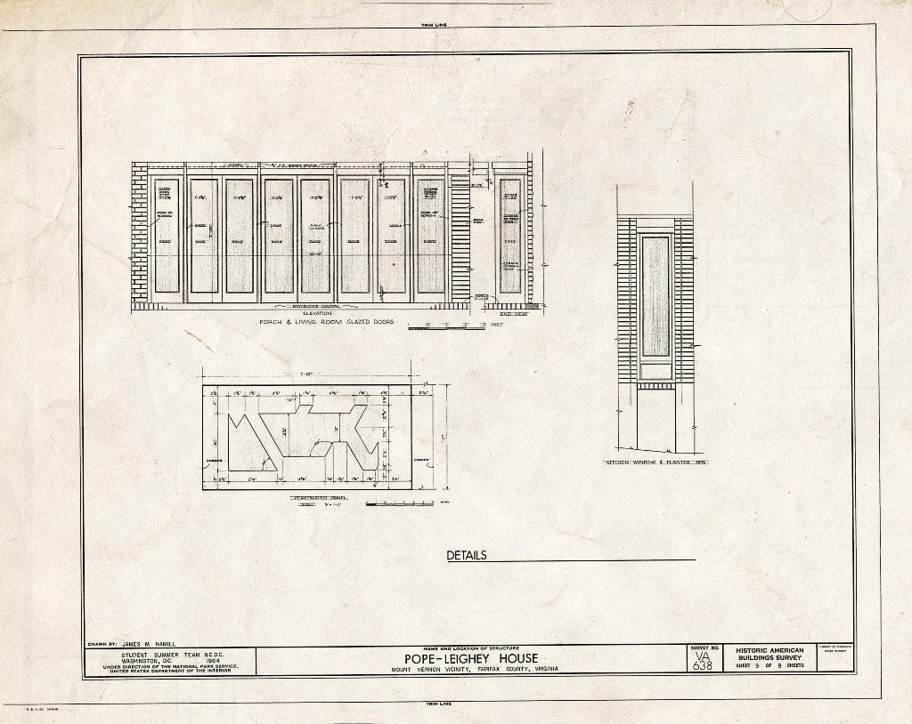 Blueprint HABS VA,30-FALCH,2- (Sheet 9 of 9) - Pope-Leighey House, 9000 Richmond Highway (Moved from Falls Church, VA), Mount Vernon, Fairfax County, VA