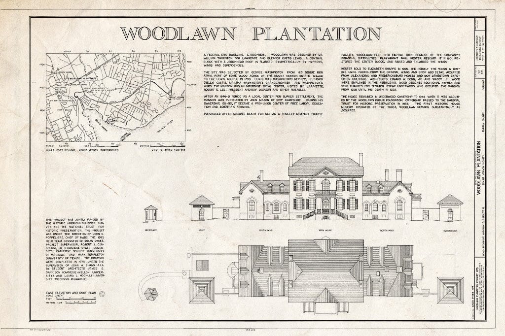 Blueprint HABS VA,30-,3- (Sheet 1 of 13) - Woodlawn, 9000 Richmond Highway, Mount Vernon, Fairfax County, VA