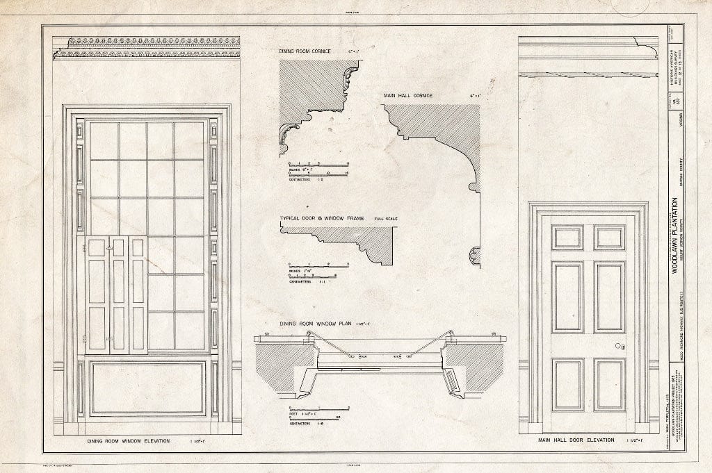 Blueprint HABS VA,30-,3- (Sheet 12 of 13) - Woodlawn, 9000 Richmond Highway, Mount Vernon, Fairfax County, VA