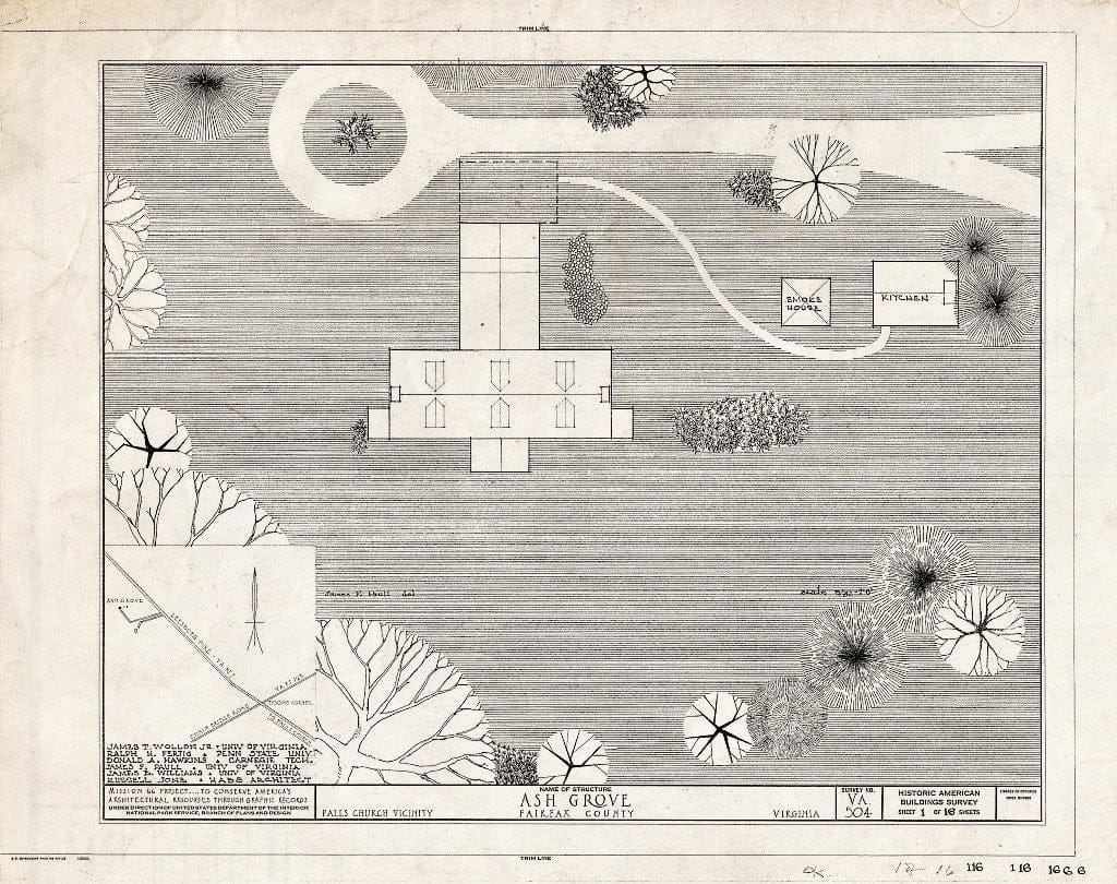 Blueprint HABS VA,30-FALCH.V,2- (Sheet 1 of 16) - Ash Grove, 8900 Ash Grove Lane, Vienna, Fairfax County, VA