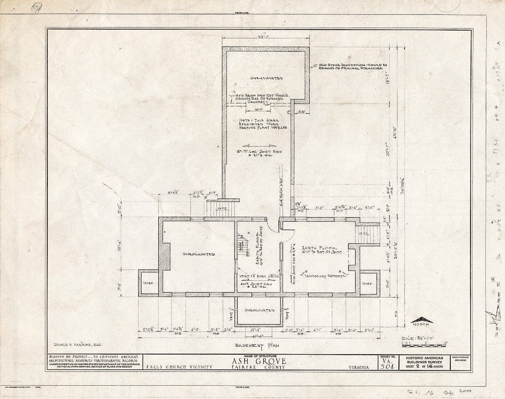 Blueprint HABS VA,30-FALCH.V,2- (Sheet 2 of 16) - Ash Grove, 8900 Ash Grove Lane, Vienna, Fairfax County, VA