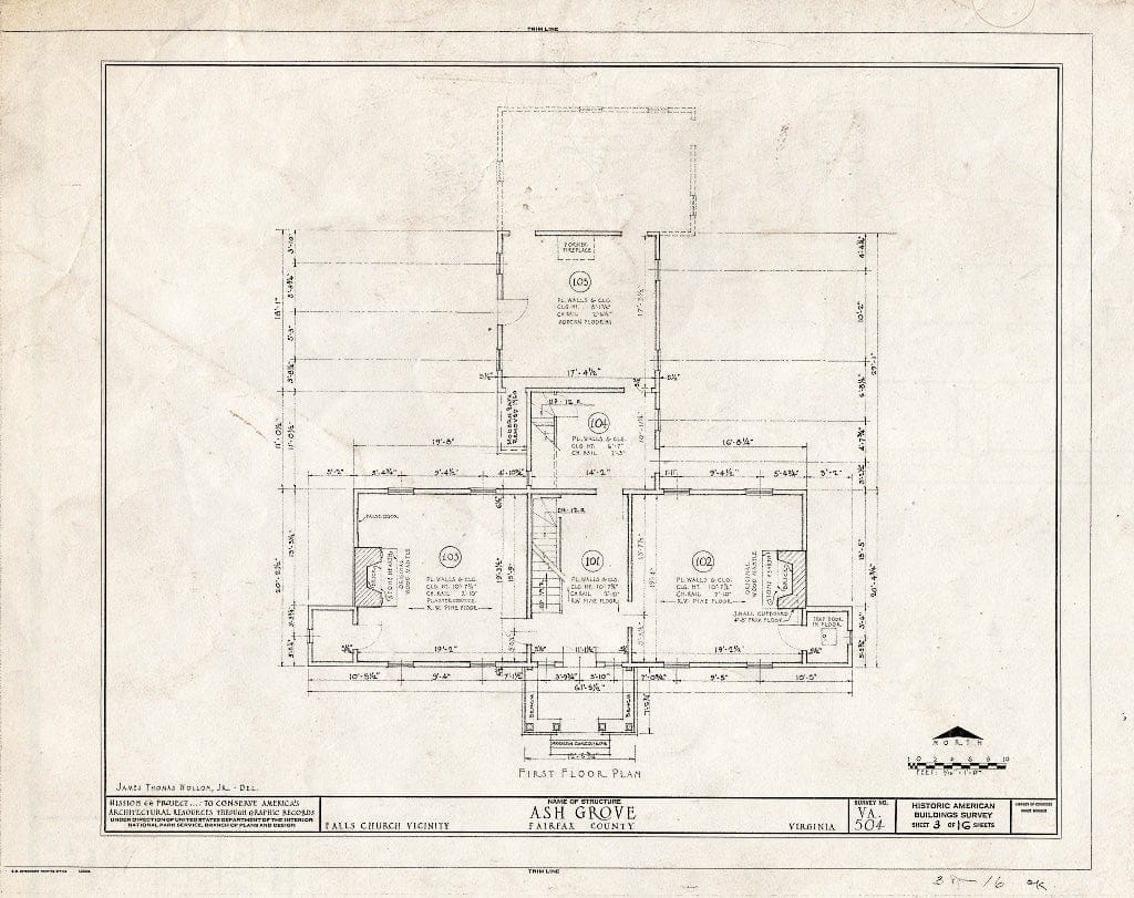 Blueprint HABS VA,30-FALCH.V,2- (Sheet 3 of 16) - Ash Grove, 8900 Ash Grove Lane, Vienna, Fairfax County, VA