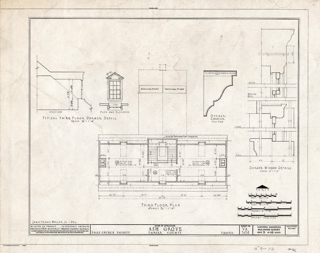 Blueprint HABS VA,30-FALCH.V,2- (Sheet 5 of 16) - Ash Grove, 8900 Ash Grove Lane, Vienna, Fairfax County, VA