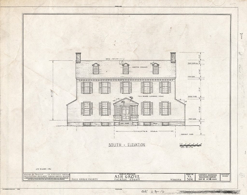 Blueprint HABS VA,30-FALCH.V,2- (Sheet 6 of 16) - Ash Grove, 8900 Ash Grove Lane, Vienna, Fairfax County, VA