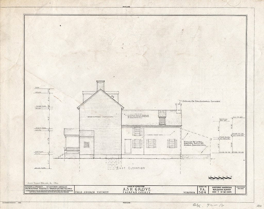 Blueprint HABS VA,30-FALCH.V,2- (Sheet 7 of 16) - Ash Grove, 8900 Ash Grove Lane, Vienna, Fairfax County, VA