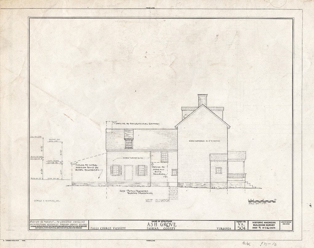 Blueprint HABS VA,30-FALCH.V,2- (Sheet 9 of 16) - Ash Grove, 8900 Ash Grove Lane, Vienna, Fairfax County, VA