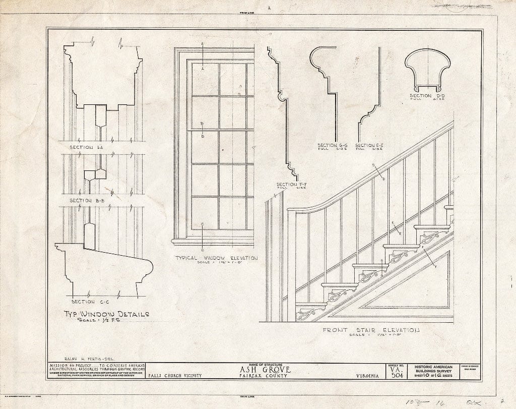 Blueprint HABS VA,30-FALCH.V,2- (Sheet 10 of 16) - Ash Grove, 8900 Ash Grove Lane, Vienna, Fairfax County, VA