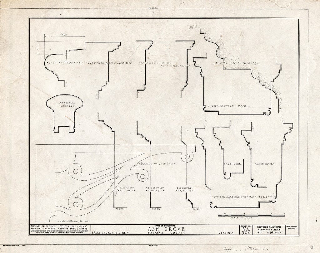 Blueprint HABS VA,30-FALCH.V,2- (Sheet 11 of 16) - Ash Grove, 8900 Ash Grove Lane, Vienna, Fairfax County, VA