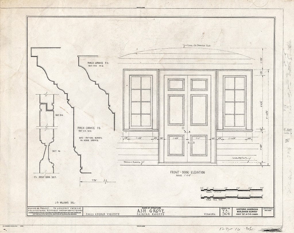Blueprint HABS VA,30-FALCH.V,2- (Sheet 12 of 16) - Ash Grove, 8900 Ash Grove Lane, Vienna, Fairfax County, VA