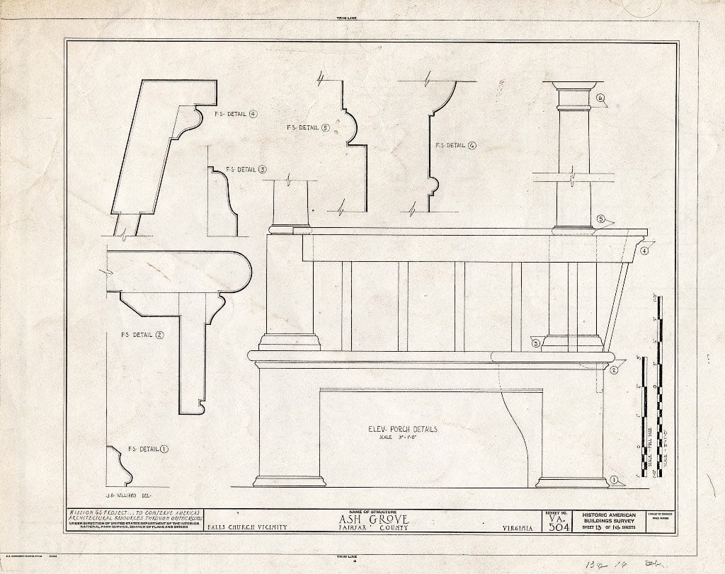 Blueprint HABS VA,30-FALCH.V,2- (Sheet 13 of 16) - Ash Grove, 8900 Ash Grove Lane, Vienna, Fairfax County, VA