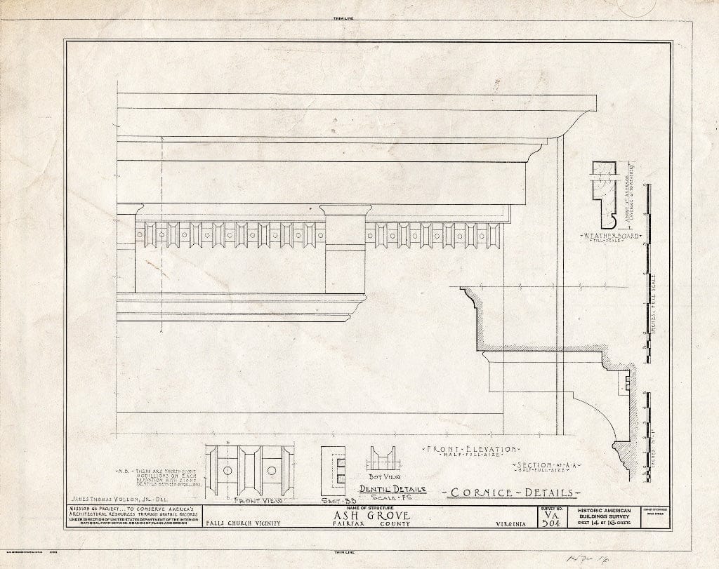 Blueprint HABS VA,30-FALCH.V,2- (Sheet 14 of 16) - Ash Grove, 8900 Ash Grove Lane, Vienna, Fairfax County, VA