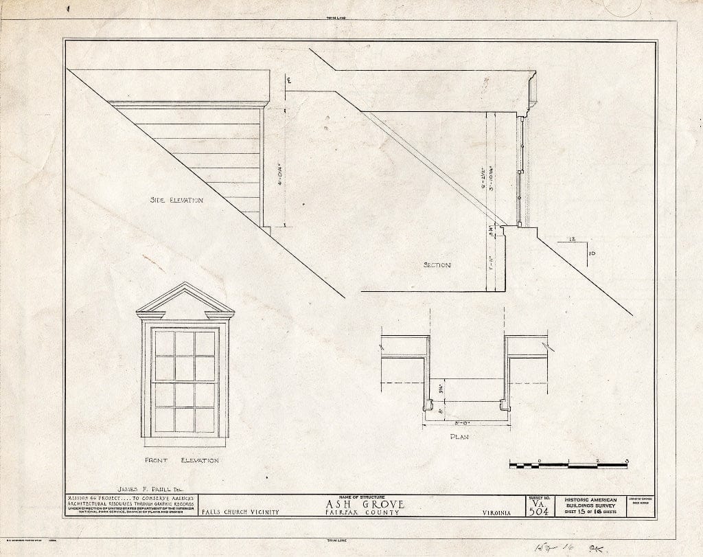 Blueprint HABS VA,30-FALCH.V,2- (Sheet 15 of 16) - Ash Grove, 8900 Ash Grove Lane, Vienna, Fairfax County, VA
