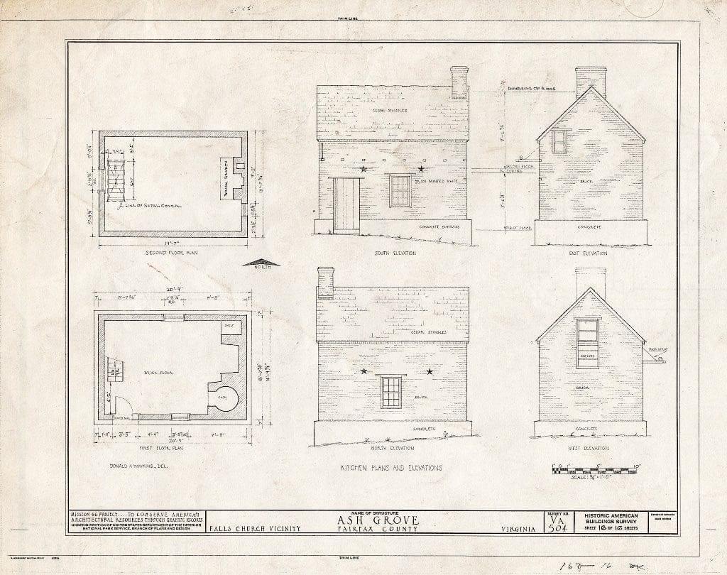 Blueprint HABS VA,30-FALCH.V,2- (Sheet 16 of 16) - Ash Grove, 8900 Ash Grove Lane, Vienna, Fairfax County, VA