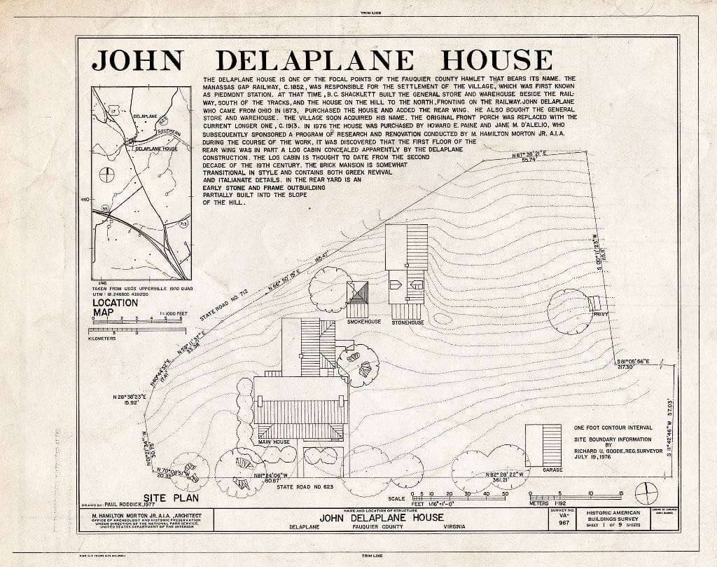 Blueprint HABS VA,31-DELA,3- (Sheet 1 of 9) - John Delaplane House, State Route 623, Delaplane, Fauquier County, VA