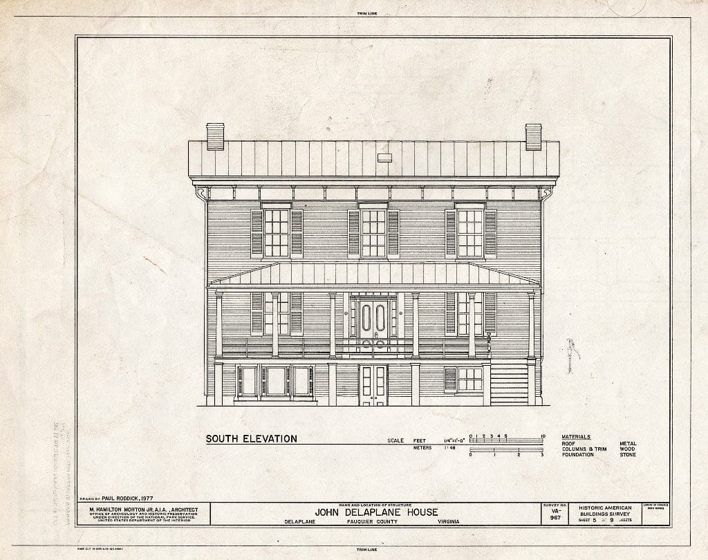 Blueprint HABS VA,31-DELA,3- (Sheet 5 of 9) - John Delaplane House, State Route 623, Delaplane, Fauquier County, VA
