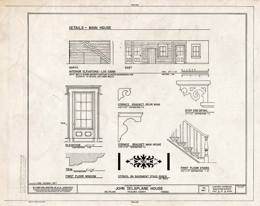 Blueprint HABS VA,31-DELA,3- (Sheet 9 of 9) - John Delaplane House, State Route 623, Delaplane, Fauquier County, VA