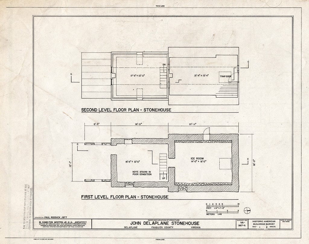 Blueprint HABS VA,31-DELA,3A- (Sheet 1 of 2) - John Delaplane Stonehouse, State Route 623, Delaplane, Fauquier County, VA