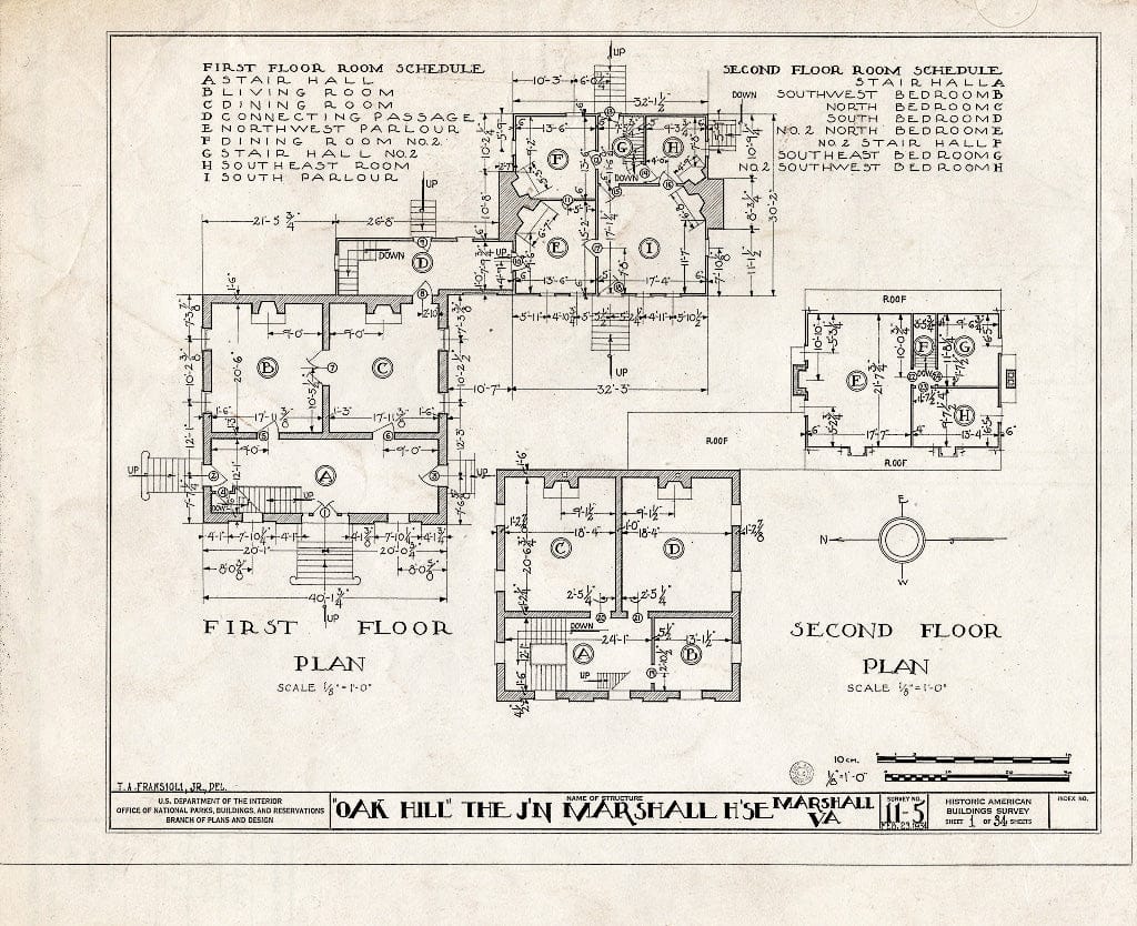 Blueprint HABS VA,31-Marsh.V,1- (Sheet 1 of 34) - John Marshall House, U.S. Route 17 Vicinity, Marshall, Fauquier County, VA