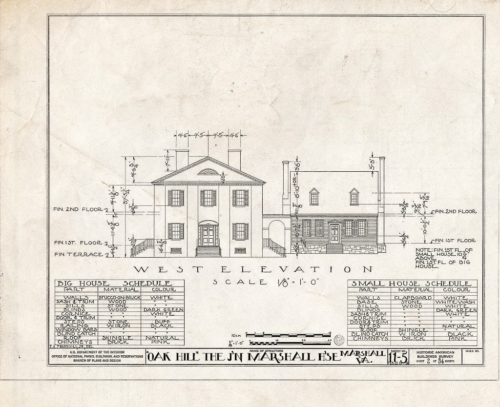 Blueprint HABS VA,31-Marsh.V,1- (Sheet 2 of 34) - John Marshall House, U.S. Route 17 Vicinity, Marshall, Fauquier County, VA