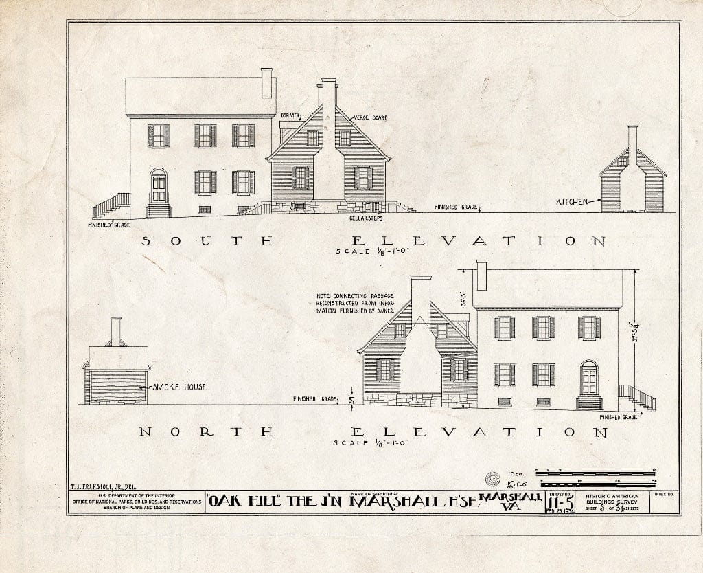 Blueprint HABS VA,31-Marsh.V,1- (Sheet 3 of 34) - John Marshall House, U.S. Route 17 Vicinity, Marshall, Fauquier County, VA