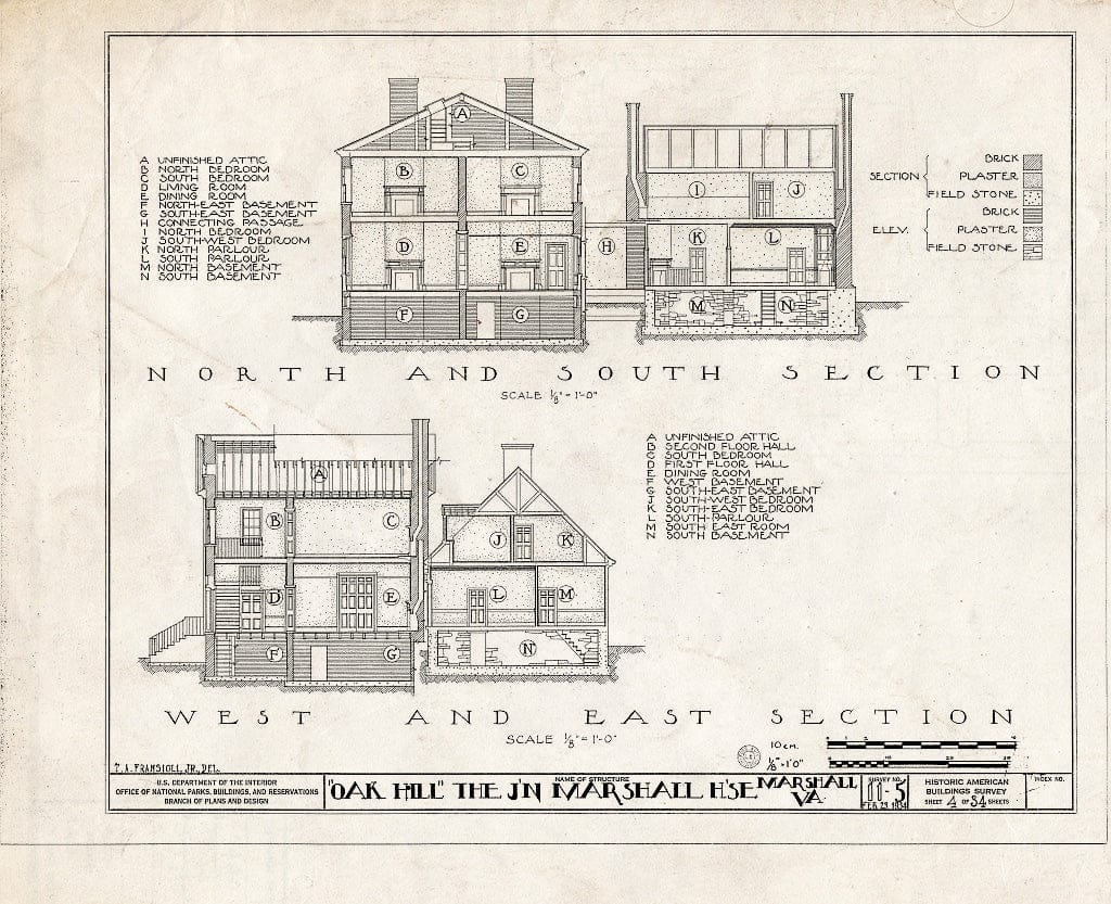 Blueprint HABS VA,31-Marsh.V,1- (Sheet 4 of 34) - John Marshall House, U.S. Route 17 Vicinity, Marshall, Fauquier County, VA