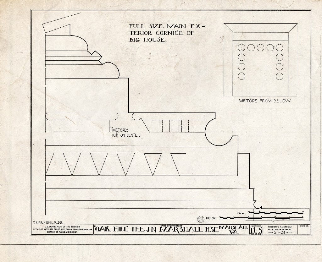 Blueprint HABS VA,31-Marsh.V,1- (Sheet 5 of 34) - John Marshall House, U.S. Route 17 Vicinity, Marshall, Fauquier County, VA