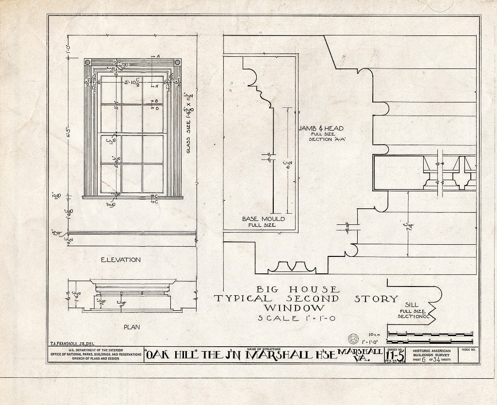 Blueprint HABS VA,31-Marsh.V,1- (Sheet 6 of 34) - John Marshall House, U.S. Route 17 Vicinity, Marshall, Fauquier County, VA