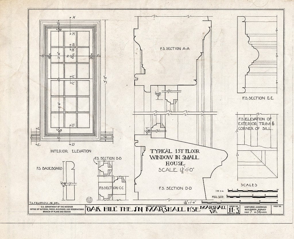 Blueprint HABS VA,31-Marsh.V,1- (Sheet 7 of 34) - John Marshall House, U.S. Route 17 Vicinity, Marshall, Fauquier County, VA