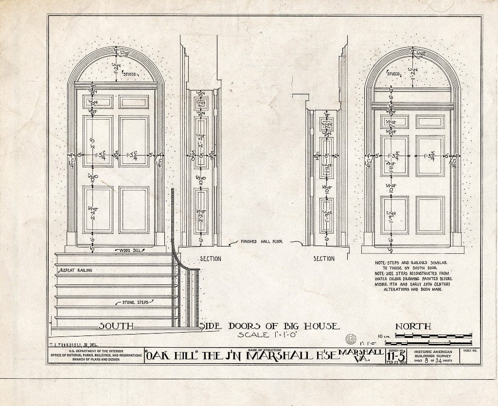 Blueprint HABS VA,31-Marsh.V,1- (Sheet 8 of 34) - John Marshall House, U.S. Route 17 Vicinity, Marshall, Fauquier County, VA