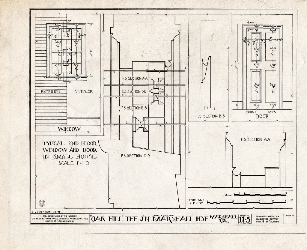 Blueprint HABS VA,31-Marsh.V,1- (Sheet 9 of 34) - John Marshall House, U.S. Route 17 Vicinity, Marshall, Fauquier County, VA