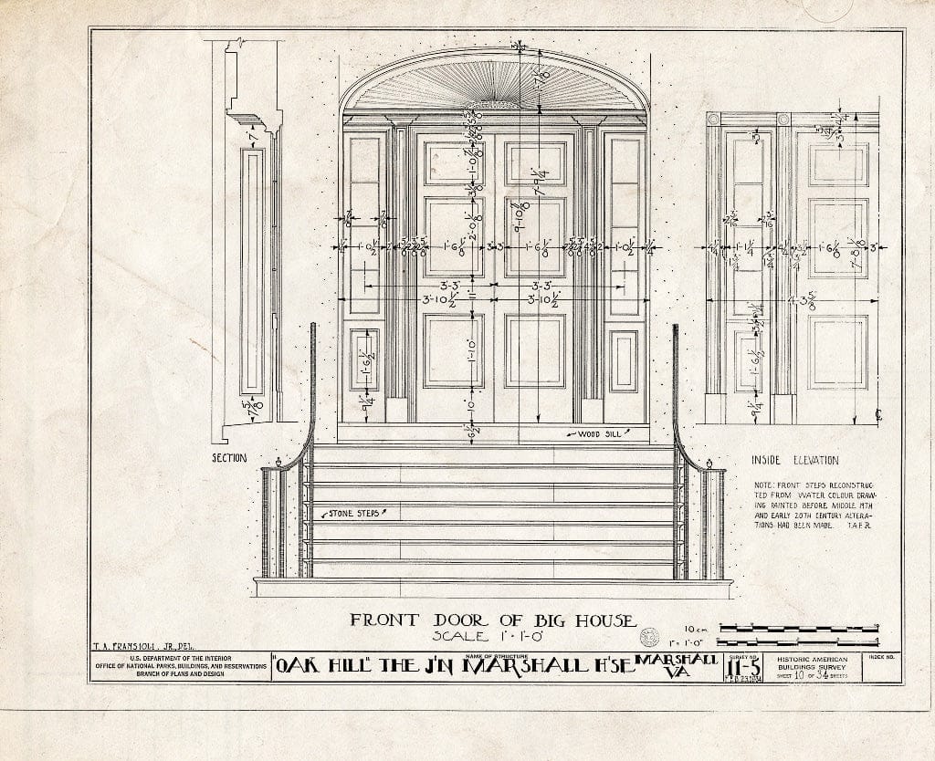 Blueprint HABS VA,31-Marsh.V,1- (Sheet 10 of 34) - John Marshall House, U.S. Route 17 Vicinity, Marshall, Fauquier County, VA