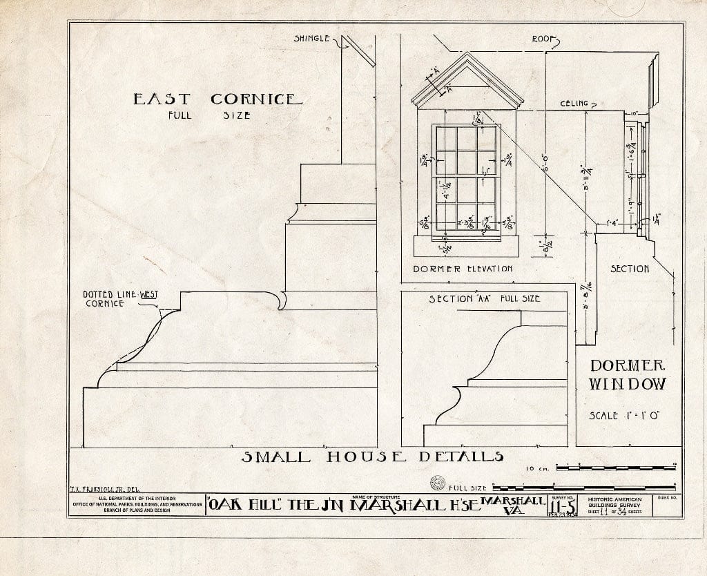 Blueprint HABS VA,31-Marsh.V,1- (Sheet 11 of 34) - John Marshall House, U.S. Route 17 Vicinity, Marshall, Fauquier County, VA