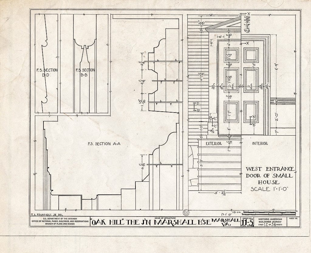 Blueprint HABS VA,31-Marsh.V,1- (Sheet 12 of 34) - John Marshall House, U.S. Route 17 Vicinity, Marshall, Fauquier County, VA